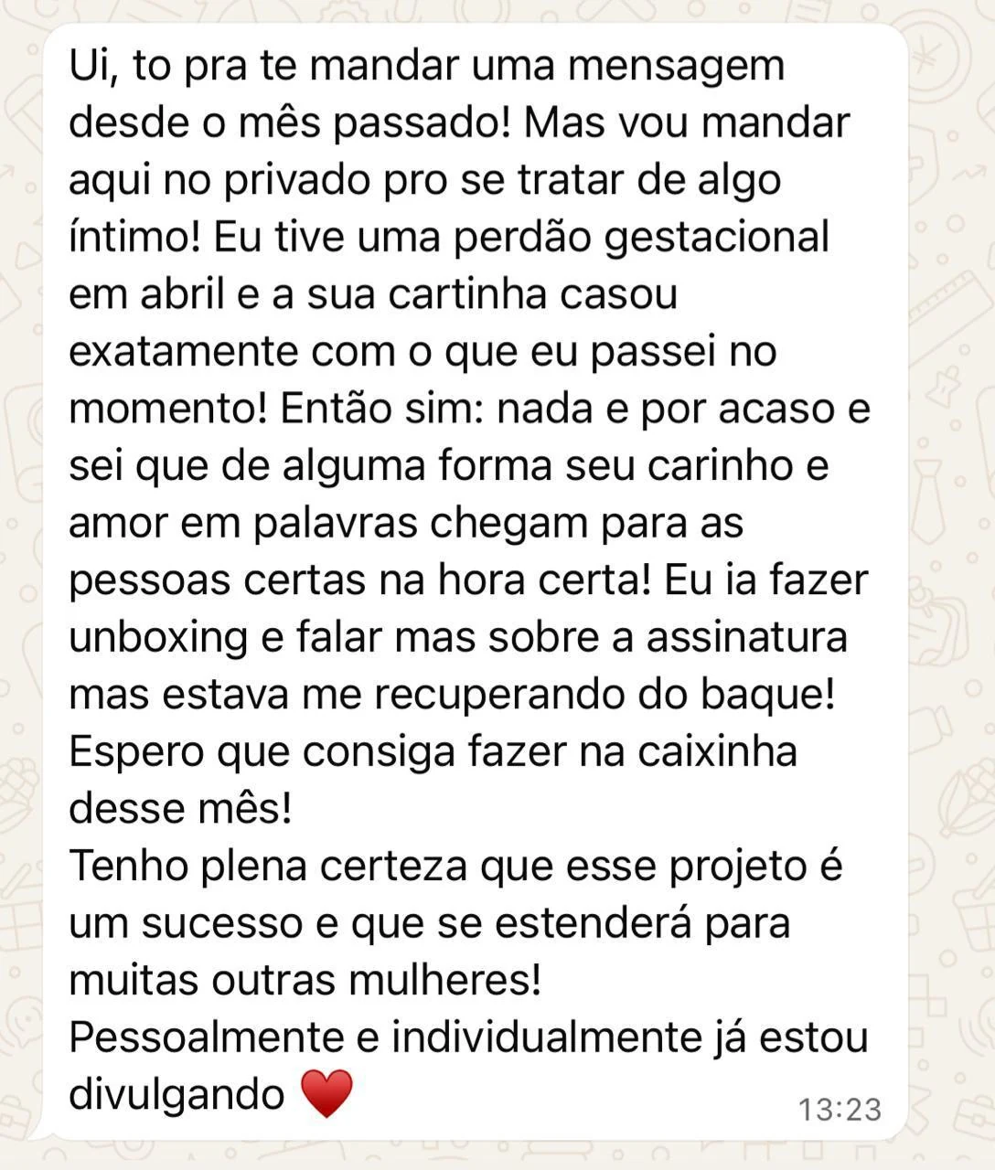 Uma mensagem sobre o significado da carta recebida.